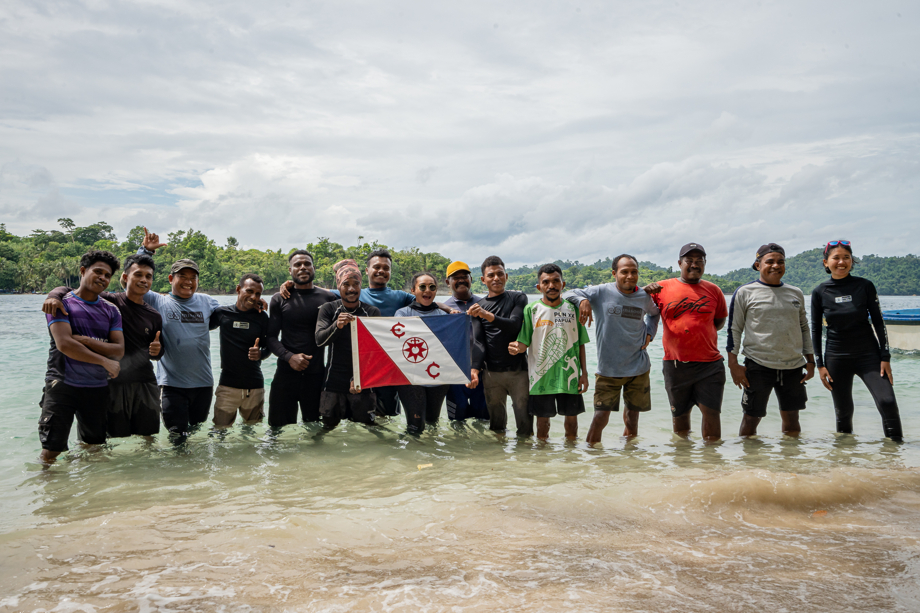 Andi Cross with the Misool Foundation team and local partners, Indonesia