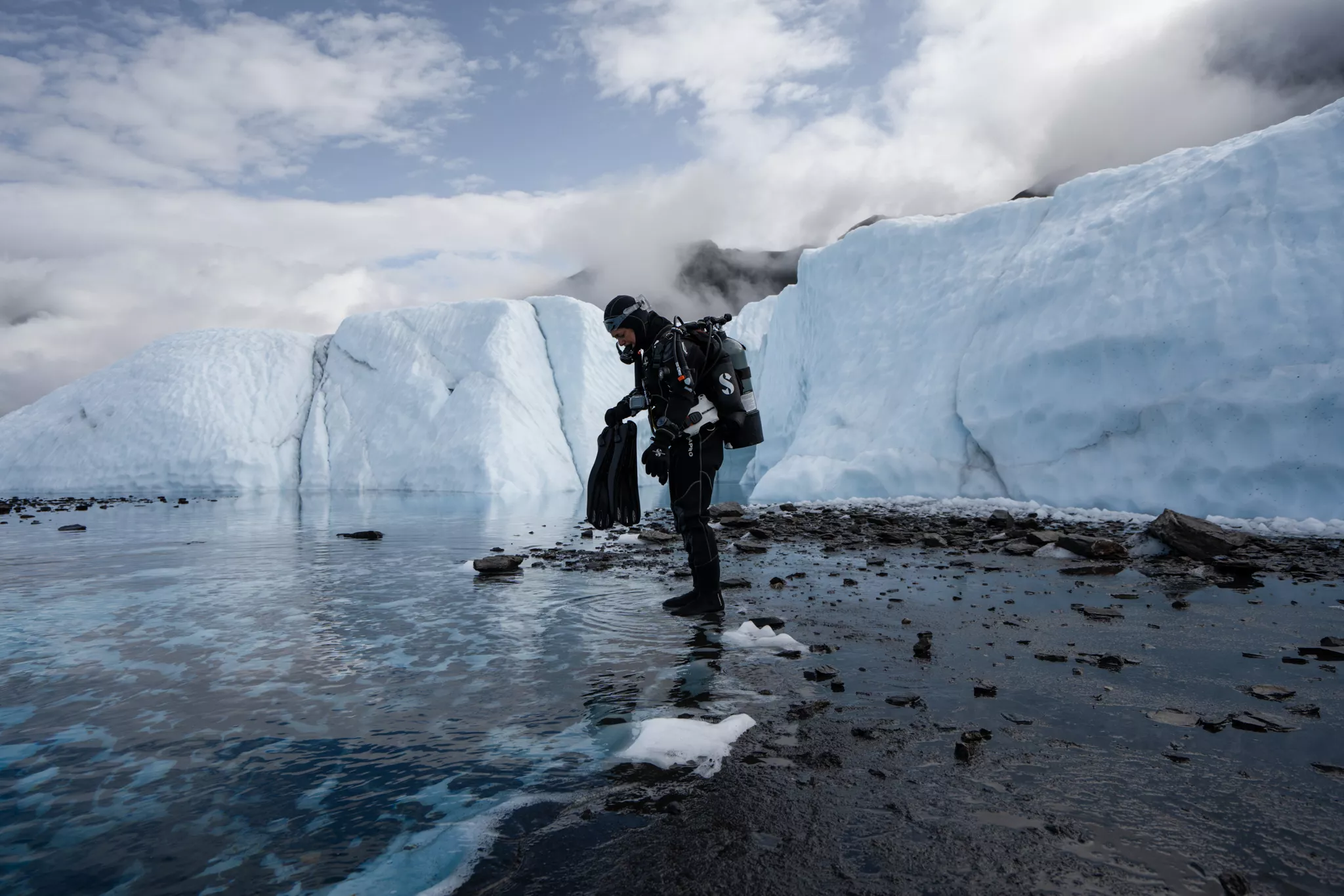 Andi Cross on expedition at Matanuska Glacier, Alaska